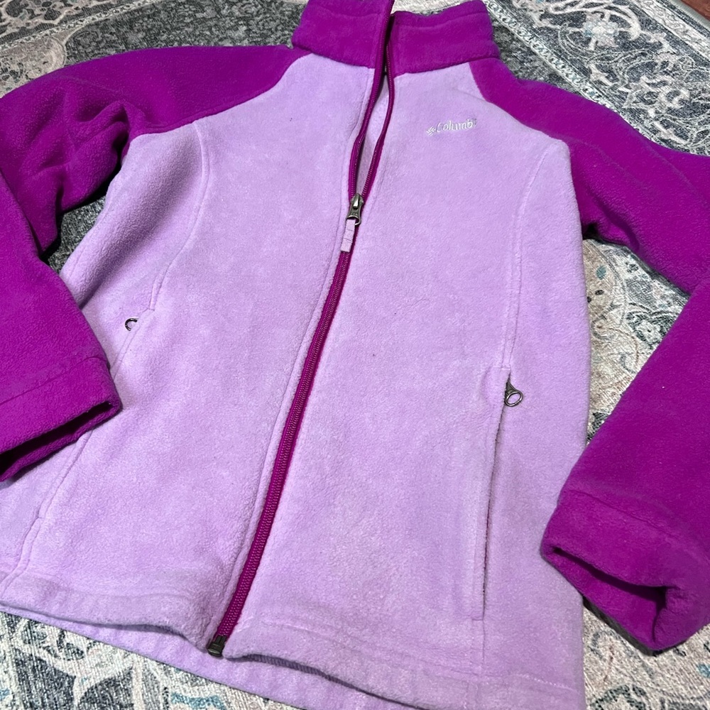 Purple and lilac Columbia fleece zipper jacket full zip, back to school
